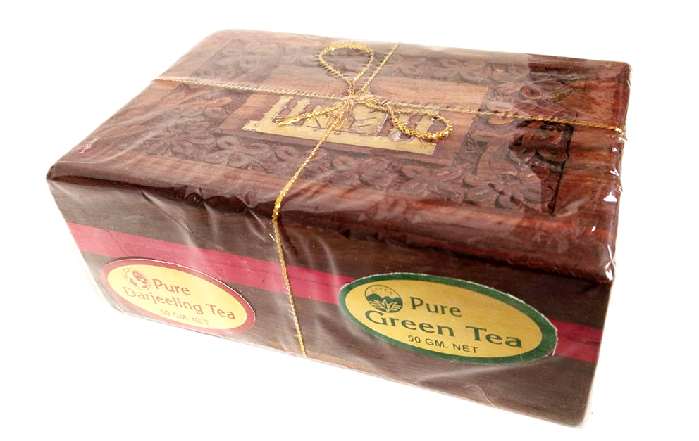 Pure DARJEELING Tea + Pure GREEN Tea (Подарочный набор чая ДАРДЖИЛИНГ + ЗЕЛЁНЫЙ в деревянной коробке), 2x50 г.