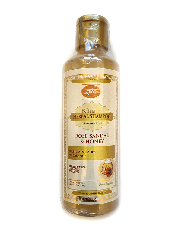 Khadi Herbal Shampoo ROSE-SANDAL & HONEY, Khadi India (Травяной шампунь без парабенов РОЗА-САНДАЛ И МЁД стабилизирует PH-баланс, Кхади Индия), 210 мл.