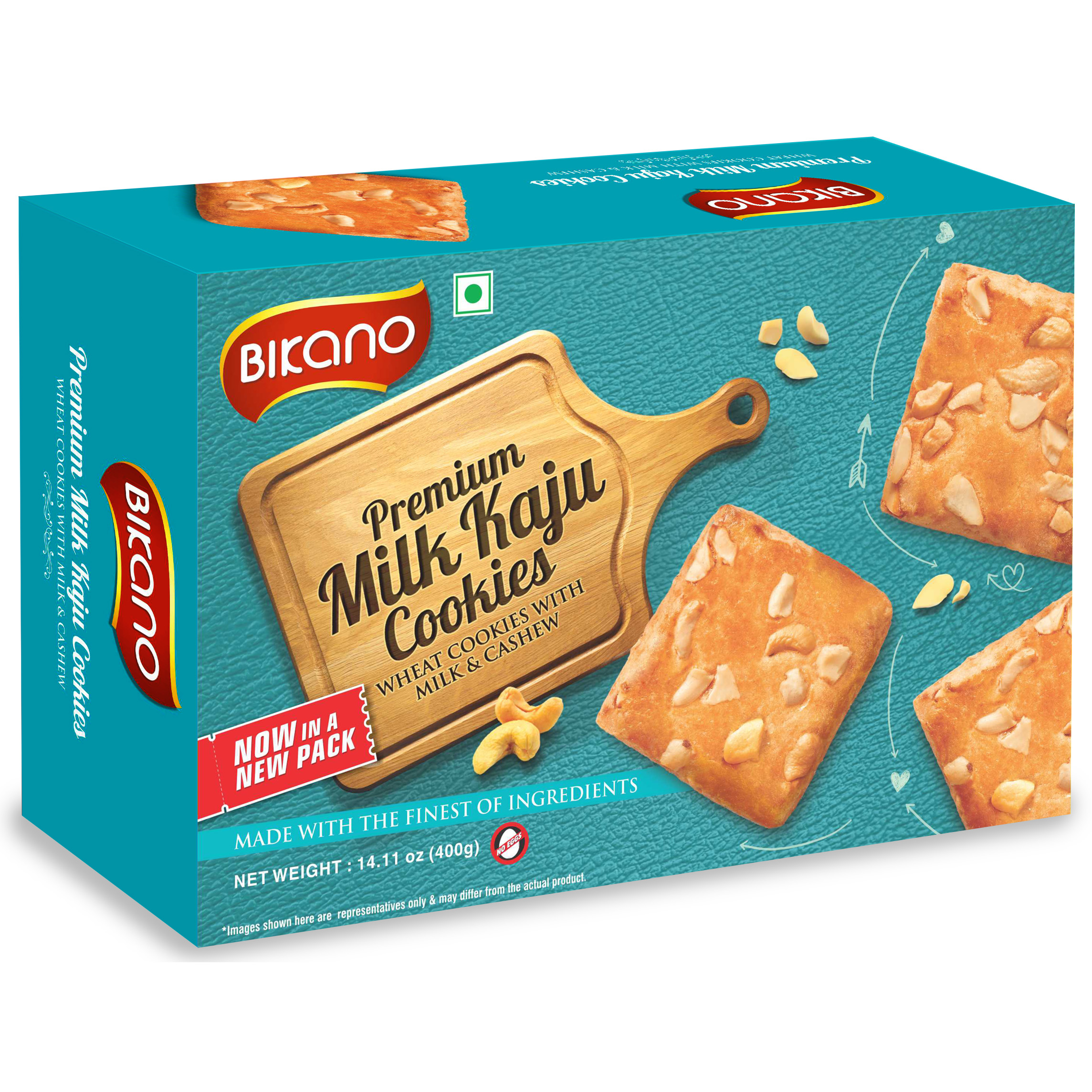 Premium MILK KAJU COOKIES, Bikano (ПРЕМИУМ МИЛК КАДЖУ КУКИС печенье молочное с кешью, Бикано), 400 г.
