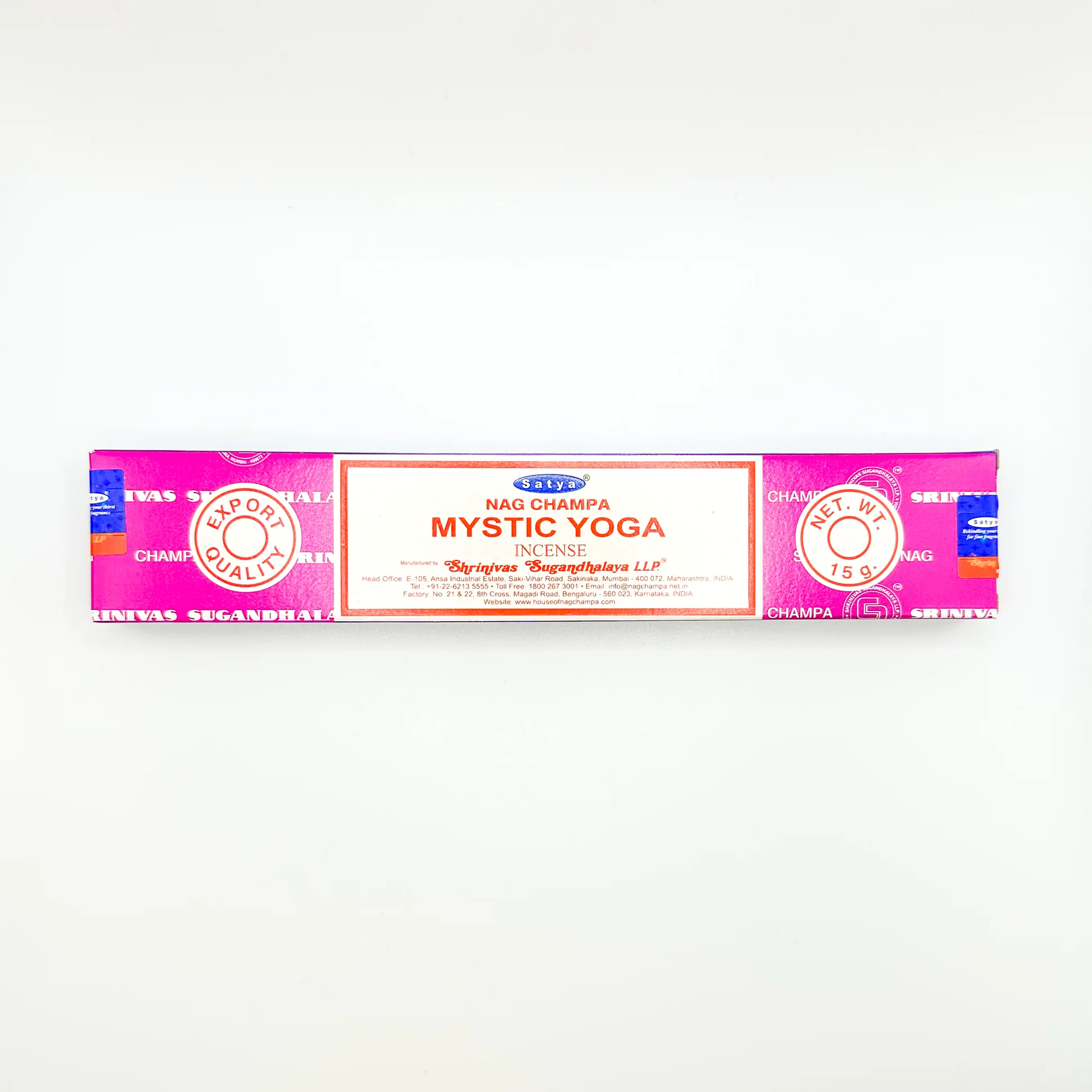 Nag Champa MYSTIC YOGA Incense, Satya (Благовония НАГ ЧАМПА Мистическая Йога, Сатья), 15 г.