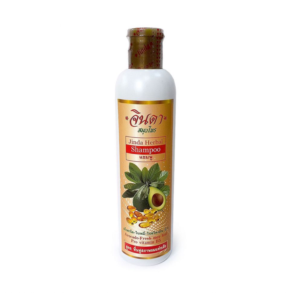 Jinda Herbal Shampoo AVOCADO-FRESH MEE LEAF, Pro vitamin B5, Jinda (Травяной шампунь для укрепления волос с АВОКАДО, Джинда), 250 мл.