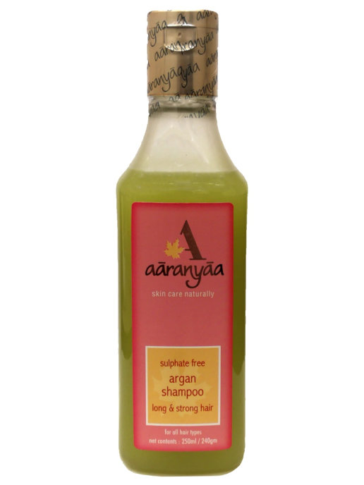 SULPHATE FREE SHAMPOO with argan oil & reetha extract, Aaranyaa (БЕЗСУЛЬФАТНЫЙ ШАМПУНЬ с аргановым маслом и экстрактом мыльного ореха, Аараньяа), 250 мл.
