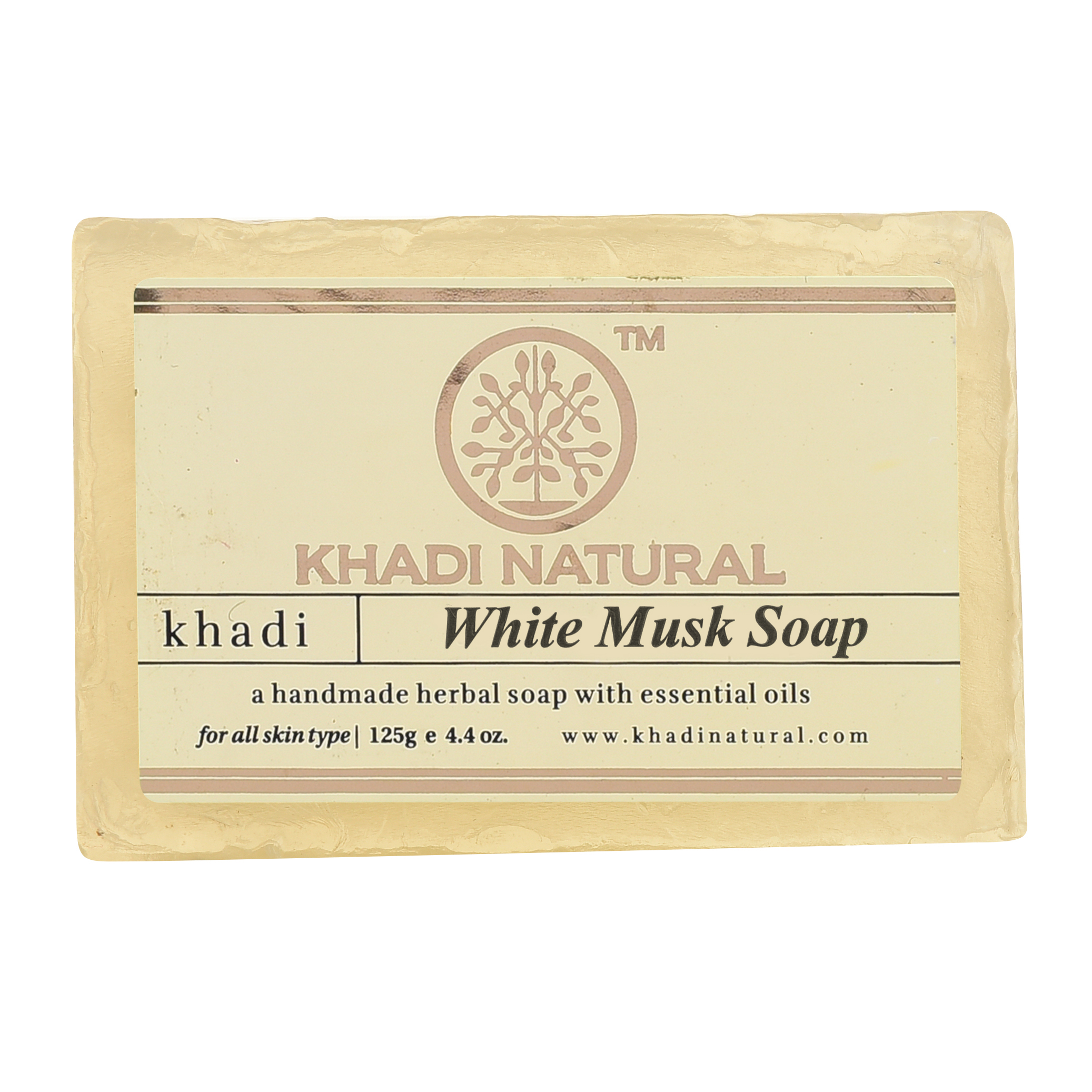 WHITE MUSK Handmade Herbal Soap With Essential Oils, Khadi Natural (БЕЛЫЙ МУСКУС Мыло ручной работы с эфирными маслами, Кхади), 125 г.