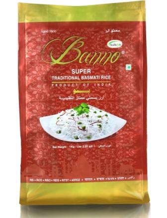 Banno SUPER TRADITIONAL Basmati Rice (Банно СУПЕР ТРАДИЦИОННЫЙ длиннозерный рис басмати, шлифованный), 1 кг.