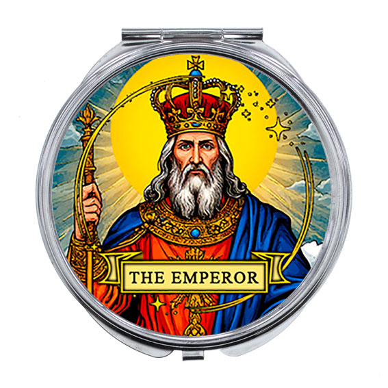Складное зеркало круглое Tarot - The Emperor ИМПЕРАТОР (размер 7,5*7,2 см.), 1 шт.