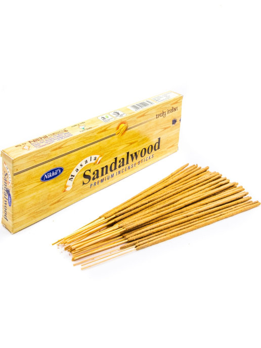 Masala SANDALWOOD Premium Incense Sticks, Nikhil's (САНДАЛОВОЕ ДЕРЕВО премиальные благовония), уп. 50 г.