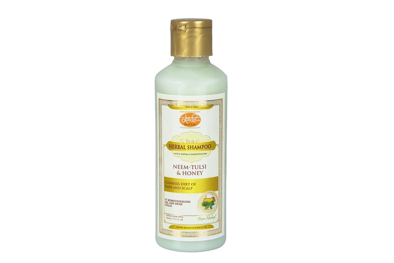 Khadi Herbal Shampoo NEEM-TULSI & HONEY, Khadi India (Травяной шампунь-кондиционер НИМ-ТУЛСИ И МЁД от перхоти и седины, Кхади Индия), 210 мл.
