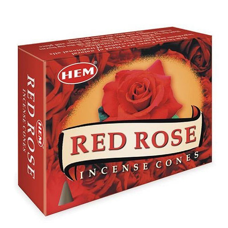 Hem Incense CONES RED ROSE (Благовония конусы КРАСНАЯ РОЗА, Хем), уп. 10 конусов.