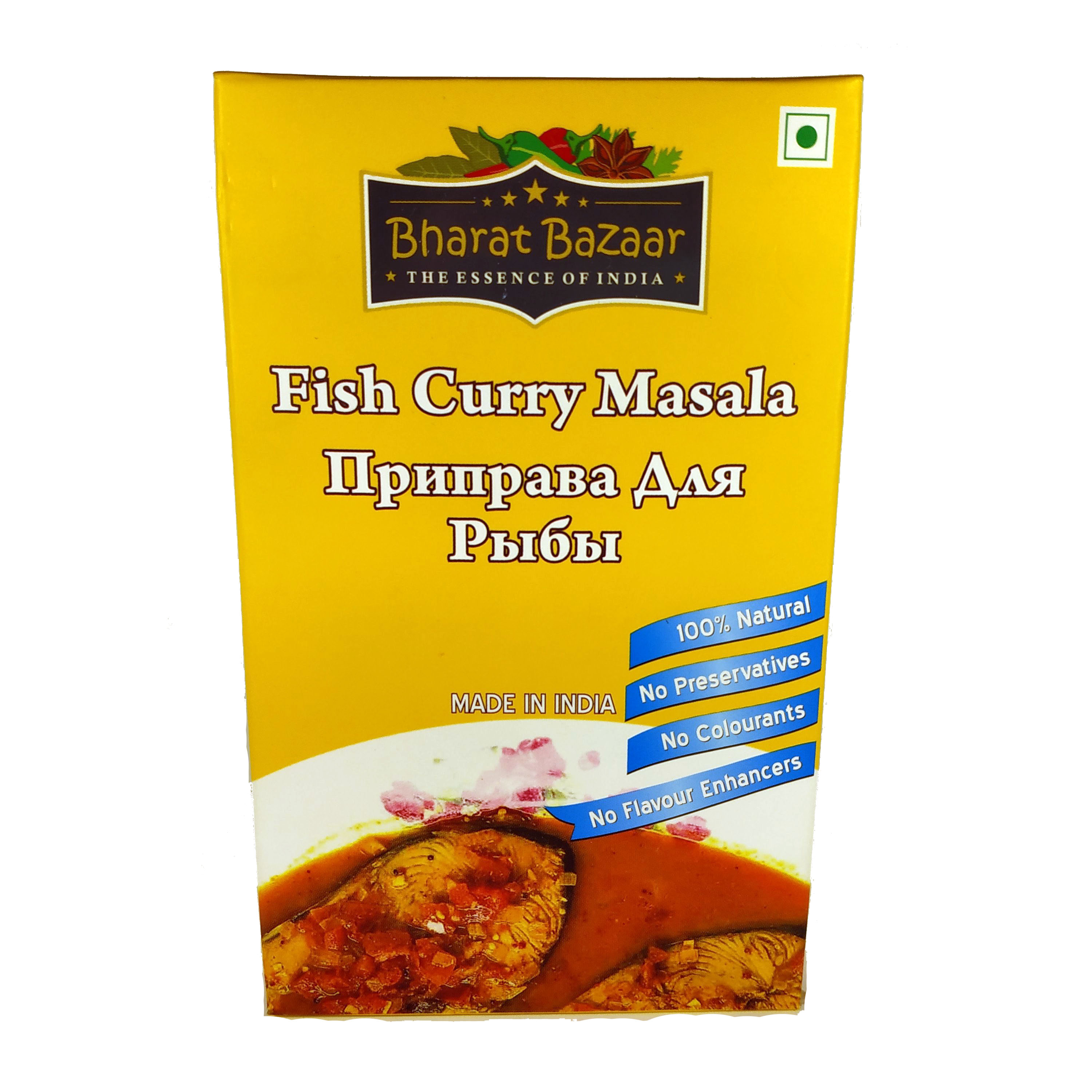 FISH CURRY MASALA Bharat Bazaar (Приправа Для Рыбы, коробка, Бхарат Базар), 100 г.