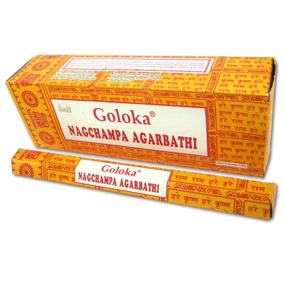 Goloka NAGCHAMPA AGARBATHI (Высококачественные индийские благовония НАГЧАМПА, Голока), шестигранник 20 г.