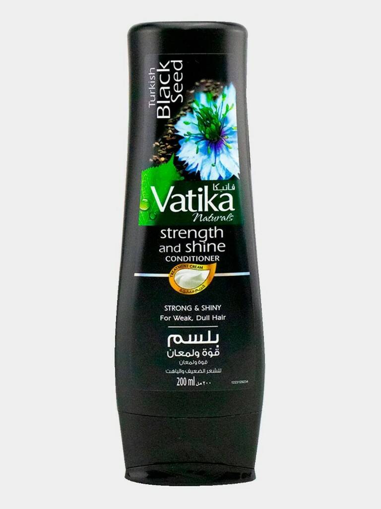 Vatika TURKISH BLACK SEED Strength And Shine Conditioner, Dabur (Ватика ТУРЕЦКИЙ ЧЕРНЫЙ ТМИН Кондиционер СИЛА И СИЯНИЕ для ослабленных и тусклых волос, Дабур), 200 мл.