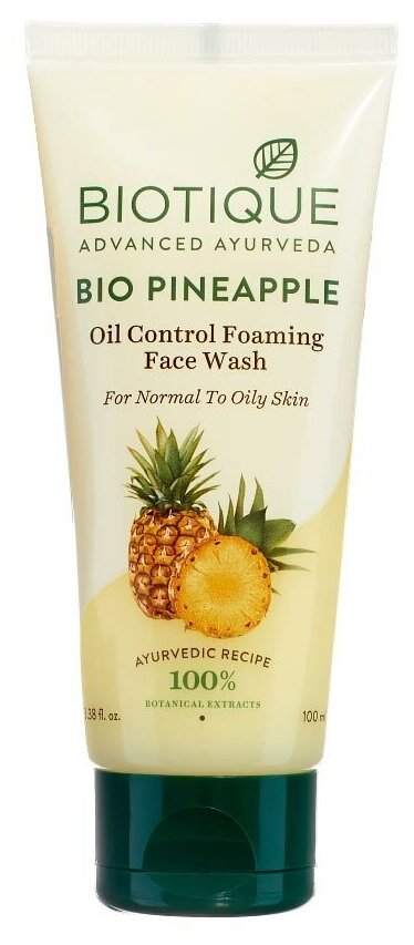 BIO PINEAPPLE Oil Control Foaming Face Wash, Biotique (АНАНАС Гель для умывания, для нормальной и склонной к жирности кожи, Биотик), 100 мл.