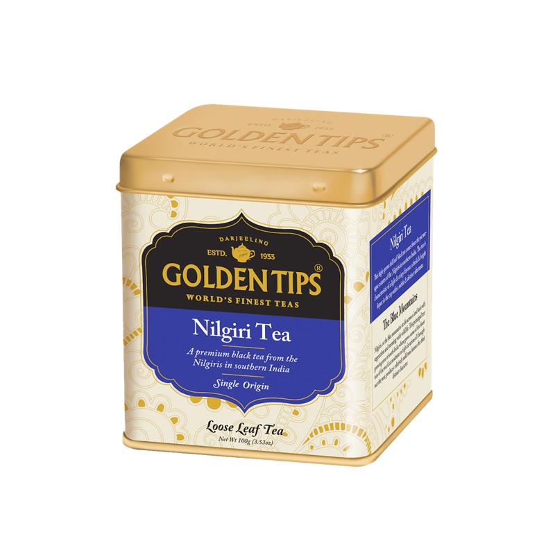 NILGIRI TEA, Golden Tips (НИЛГИРИ Индийский черный листовой чай, железная банка, Голден Типс), 100 г.