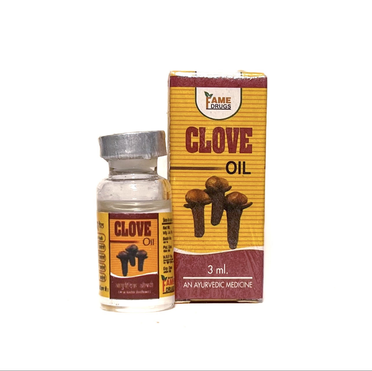 CLOVE OIL, Fame Drugs (Аюрведическое МАСЛО ГВОЗДИКИ, Фейм Драгз), 3 мл.