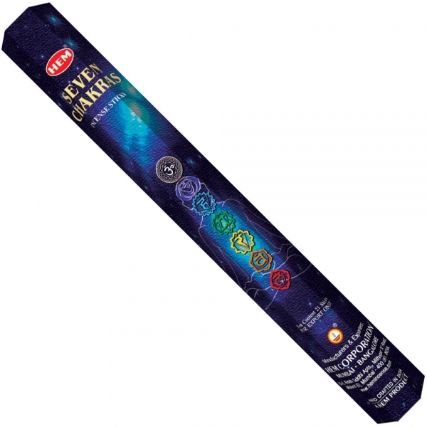 Hem Incense Sticks SEVEN CHAKRAS (Благовония СЕМЬ ЧАКР Пачули Лотос Мирра Сандал Роза Муск Иланг, Хем), уп. 20 палочек.