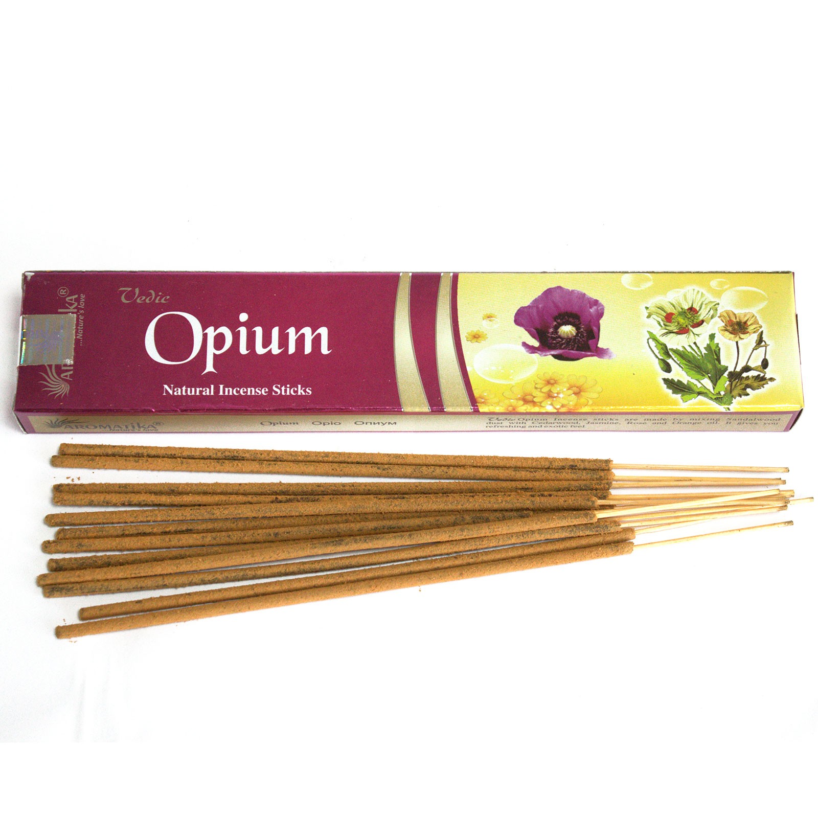 Vedic OPIUM Natural Incense Sticks, Aromatika (ОПИУМ натуральные ароматические палочки, Ароматика), 15 г.