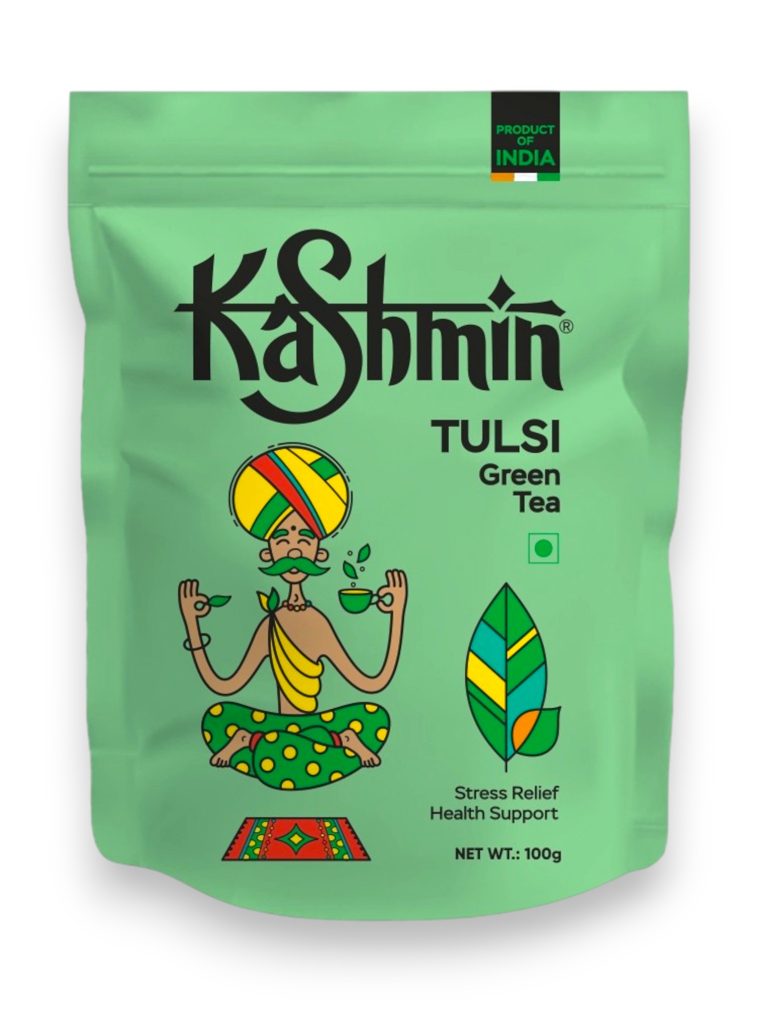 TULSI Green Tea, Kashmin (ТУЛСИ зелёный чай, Кашмин), 100 г.