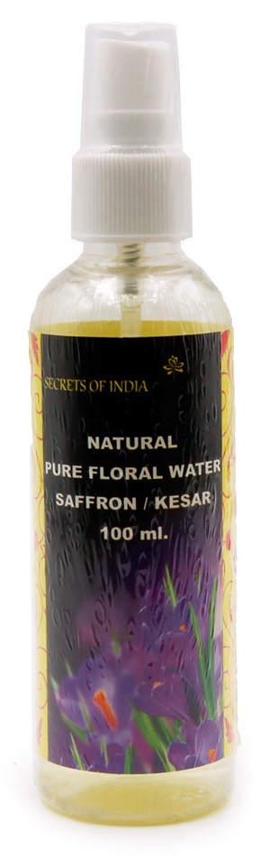 Natural Pure Floral Water SAFFRON / KESAR, Secrets of India (ГИДРОЛАТ ШАФРАНА Натуральная цветочная вода для ухода за кожей, Секреты Индии), 100 мл.