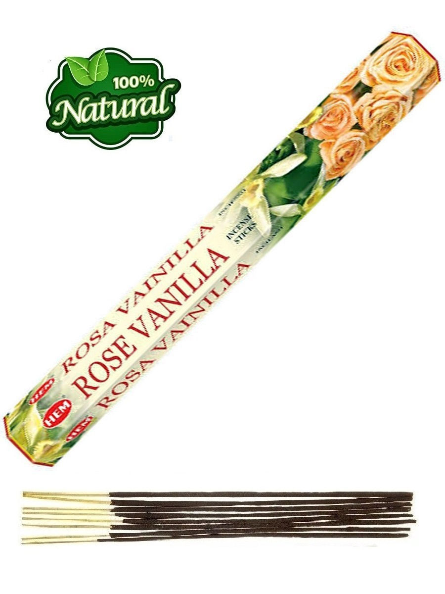 Hem Incense Sticks ROSE VANILLA (Благовония РОЗА ВАНИЛЬ, Хем), уп. 20 палочек.