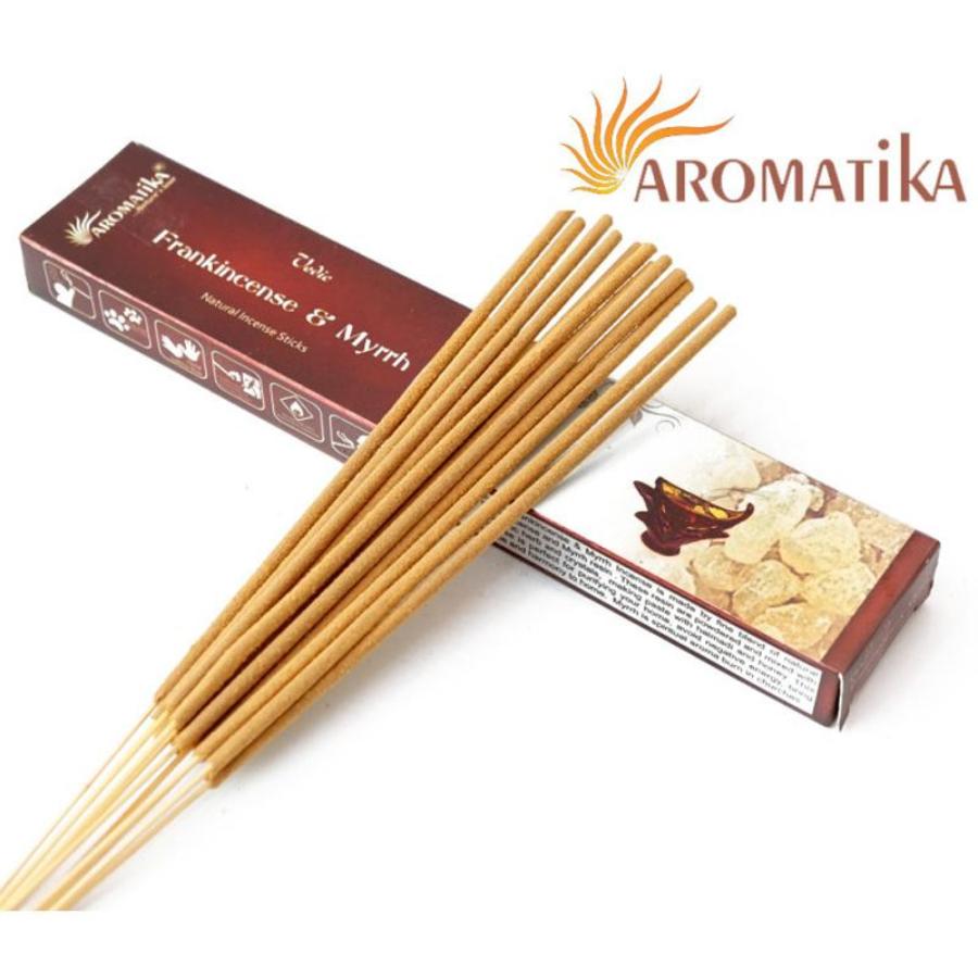 Vedic FRANKINCENSE & MYRRH Natural Incense Sticks, Aromatika (ЛАДАН И МИРРА натуральные ароматические палочки, Ароматика), 15 г.