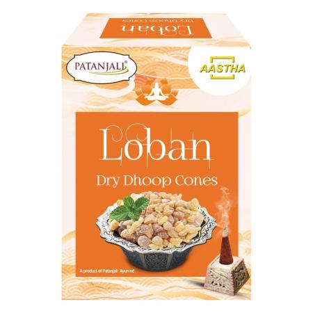 LOBAN Dry Dhoop Cones, Patanjali (ЛОБАН сухие конусные благовония, Патанджали), 20 г.