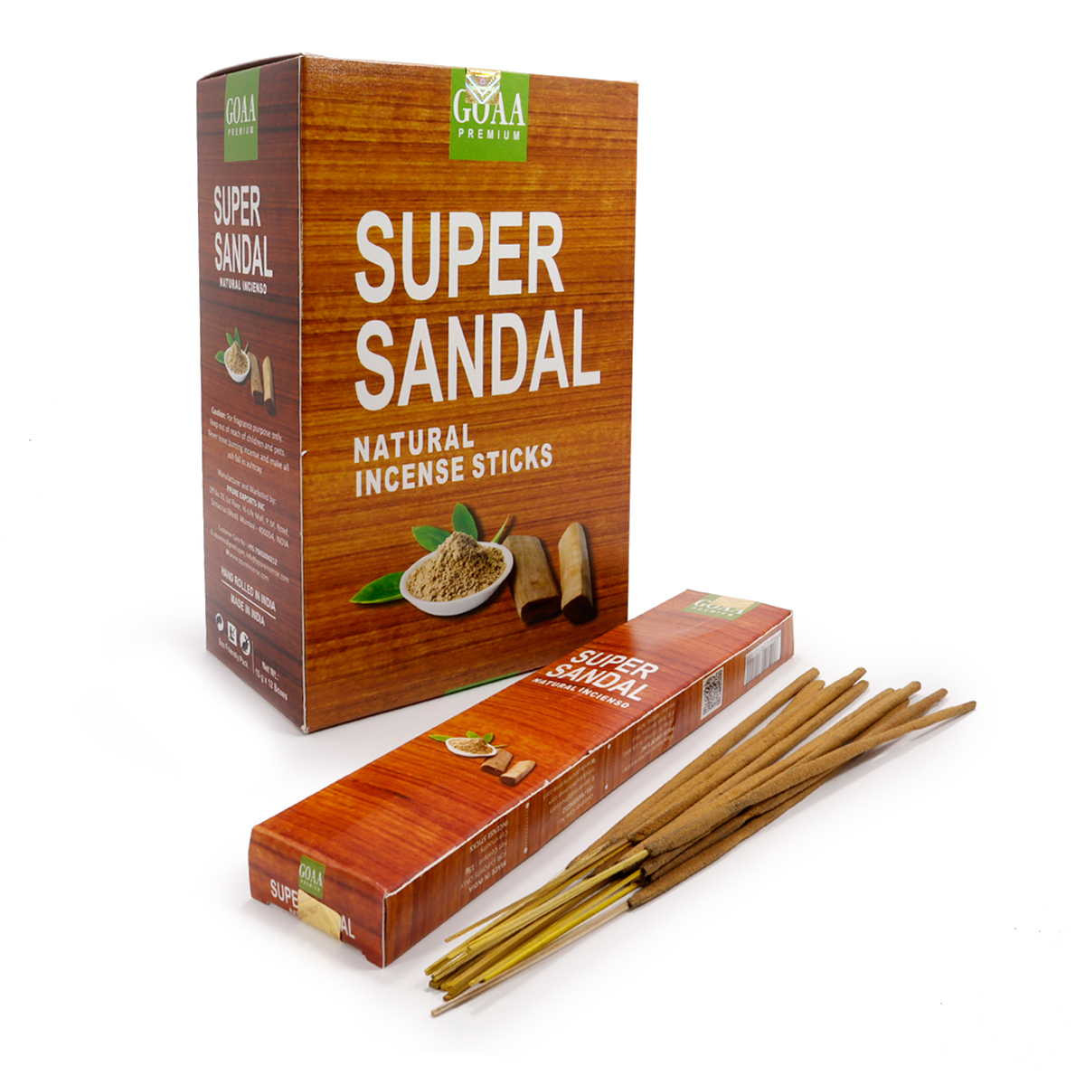 GOAA Premium SUPER SANDAL, Natural Incense Sticks (Благовония СУПЕР САНДАЛ, Гоаа Премиум), 15 г.