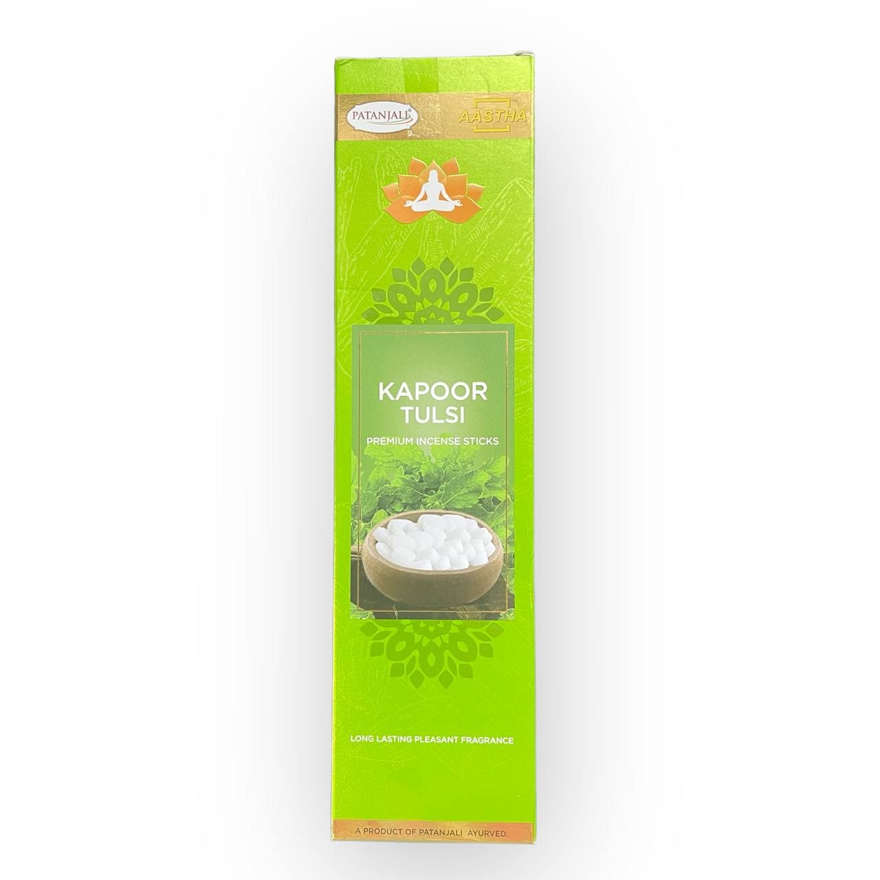 Aastha KAPOOR TULSI Premium Incense Sticks, Patanjali (Аастха КАМФОРА ТУЛСИ премиальные благовония, Патанджали), 20 палочек.