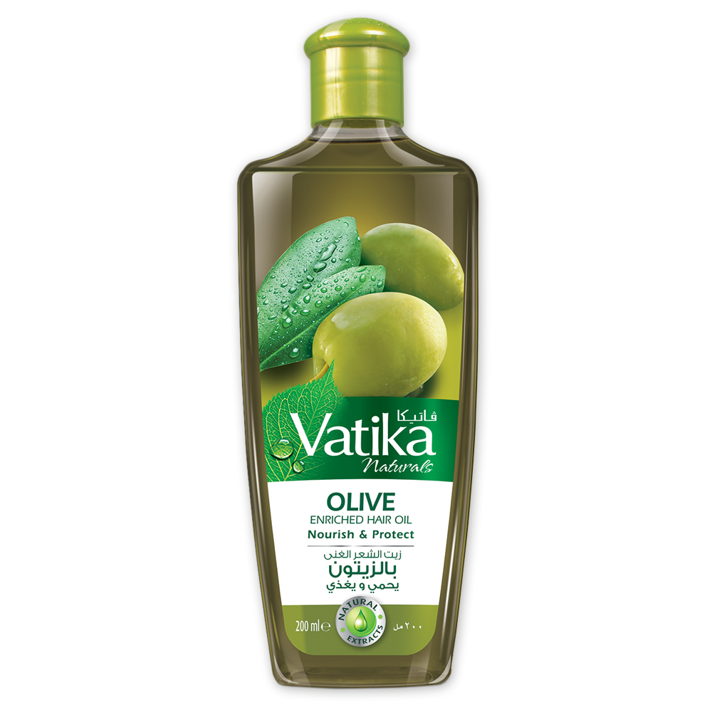 Vatika OLIVE Enriched Hair Oil, Dabur (Ватика ОЛИВА Масло для волос, питание и защита, Дабур), 200 мл.