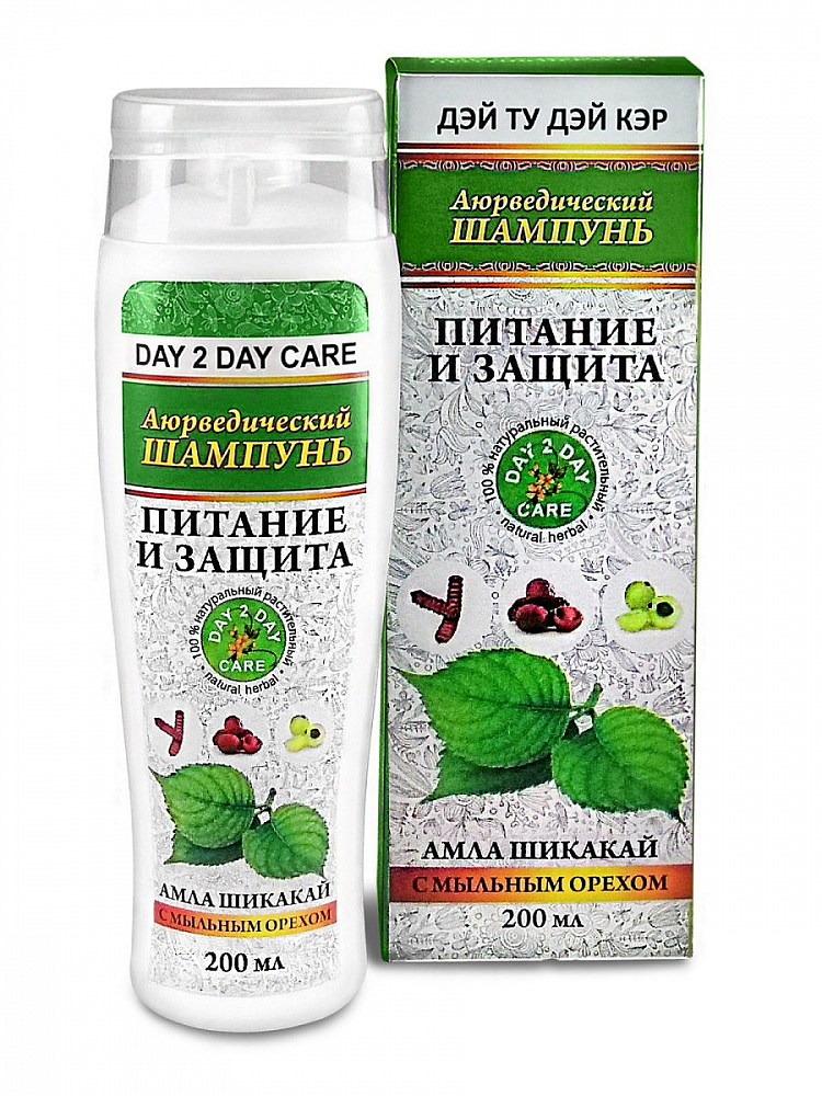 Ayurvedic Shampoo NOURISH & PROTECT Amla Shikakai, Day 2 Day Care (Аюрведический шампунь ПИТАНИЕ И ЗАЩИТА Амла Шикакай, Дэй Ту Дэй Кэр), 200 мл. - СРОК ГОДНОСТИ ДО 31 ОКТЯБРЯ 2024 ГОДА