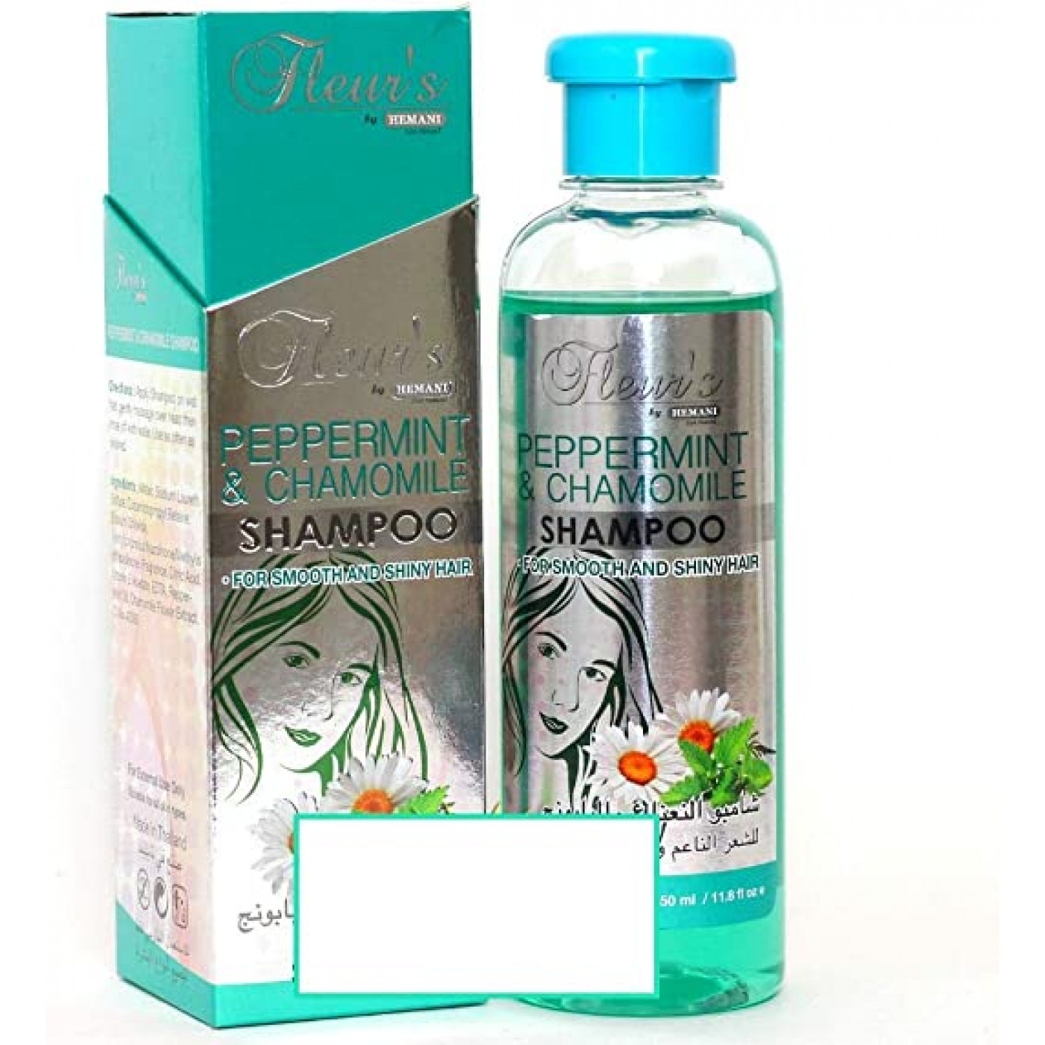 Fleur's PEPPERMINT & CHAMOMILE Shampoo, Hemani (Шампунь МЯТА И РОМАШКА, для гладкости и блеска волос, Хемани), 350 мл.