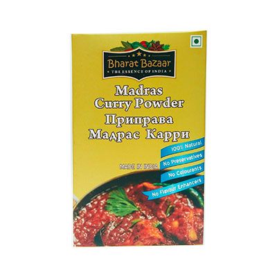 MADRAS CURRY POWDER Bharat Bazaar (Приправа Мадрас Карри, коробка, Бхарат Базар), 100 г.