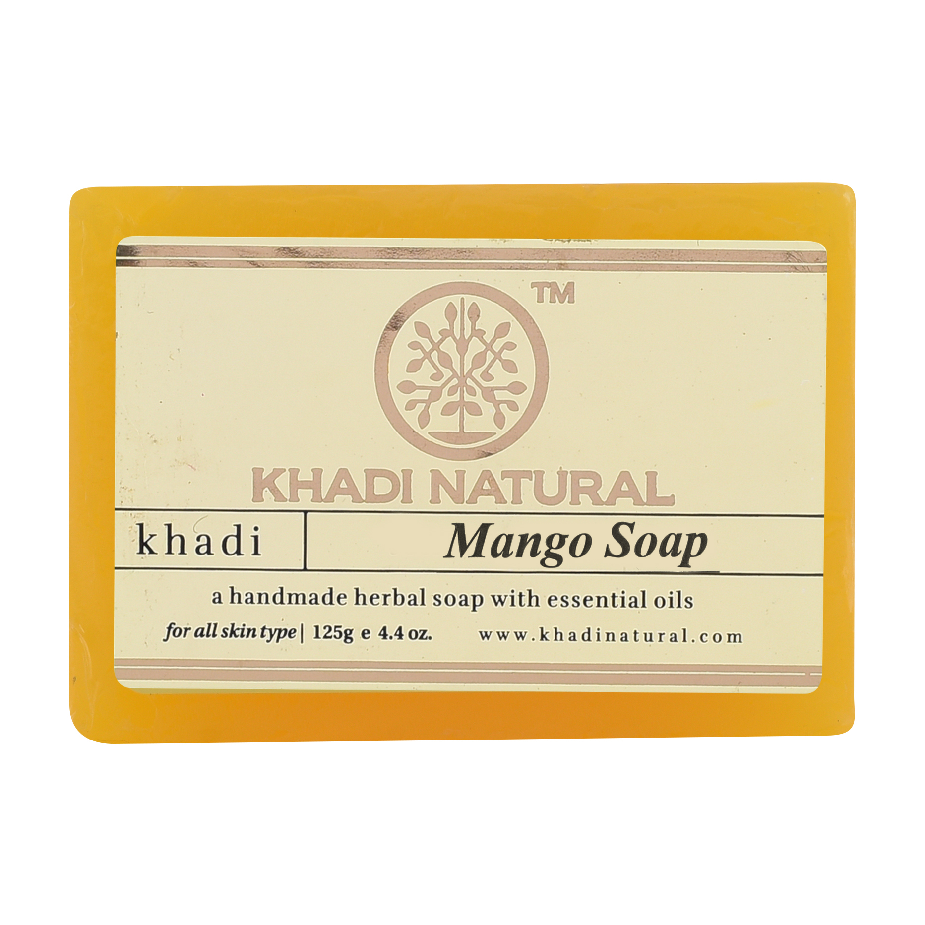 MANGO Handmade Herbal Soap With Essential Oils, Khadi Natural (МАНГО Мыло ручной работы с эфирными маслами, Кхади), 125 г.