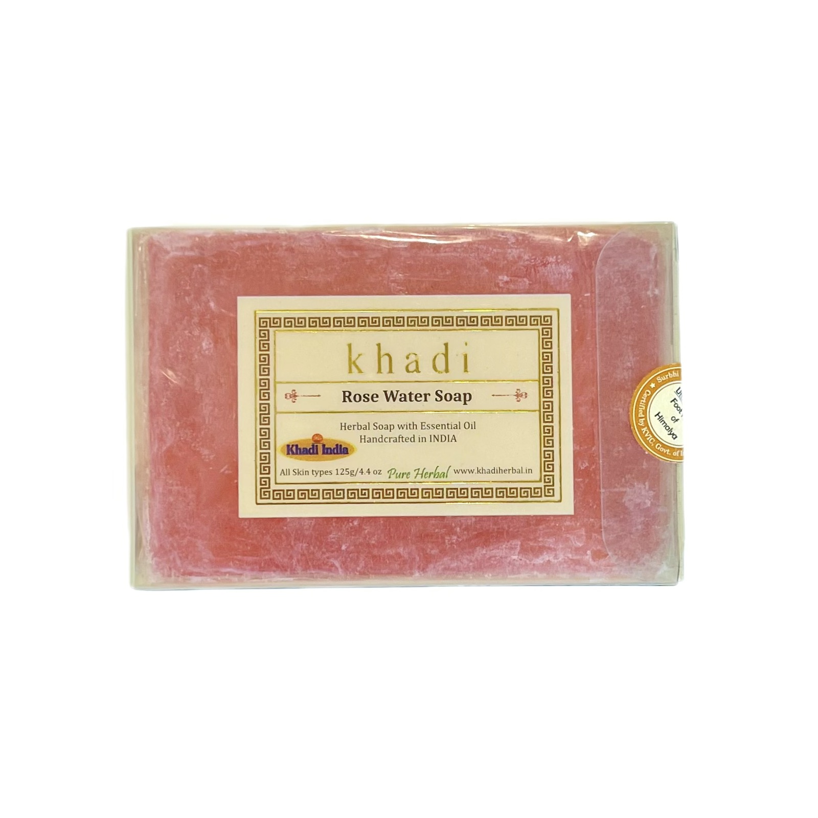 Khadi ROSE WATER SOAP, Khadi India (МЫЛО РОЗОВАЯ ВОДА, ручной работы с эфирными маслами, Кхади Индия), 125 г.