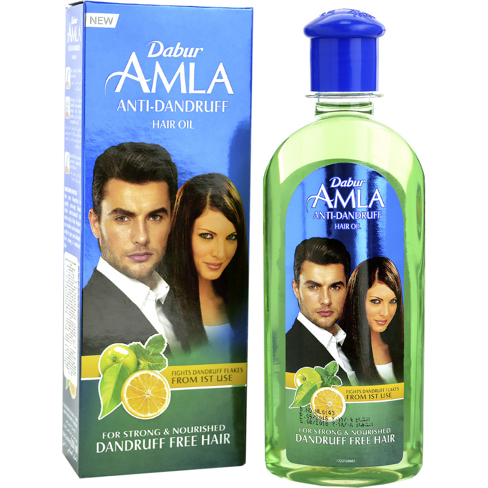 Amla ANTI-DANDRUFF Hair Oil, Dabur (Масло Амла для волос ПРОТИВ ПЕРХОТИ с Розмарином, Лимоном, Мятой, Дабур), 200 мл.