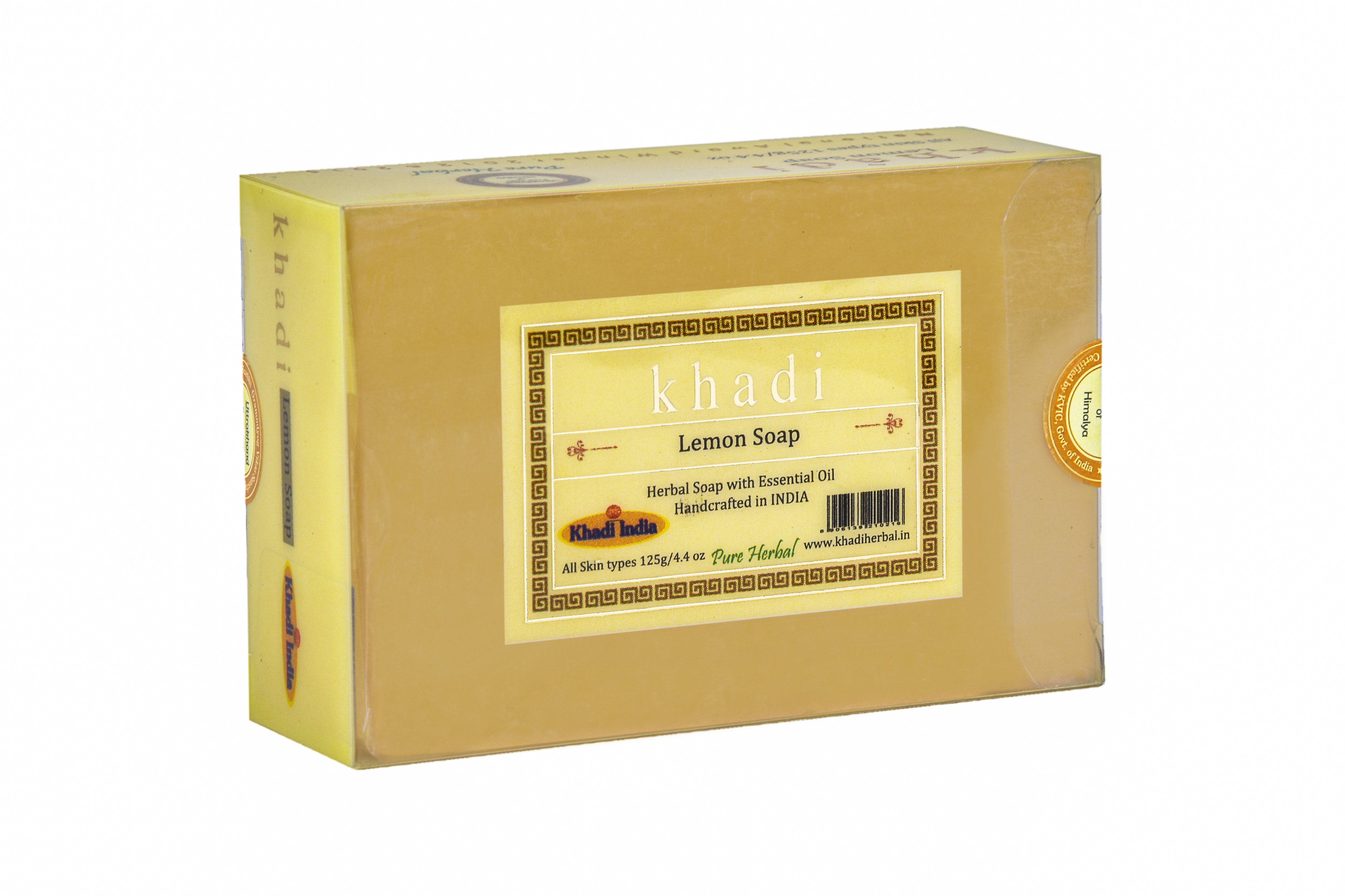 Khadi LEMON SOAP, Khadi India (ЛИМОННОЕ МЫЛО ручной работы с эфирными маслами, Кхади Индия), 125 г.
