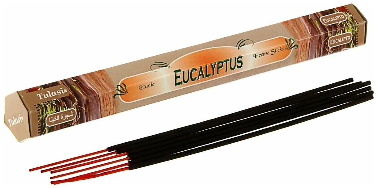 Tulasi EUCALYPTUS Exotic Incense Sticks, Sarathi (Туласи благовония ЭВКАЛИПТ, Саратхи), уп. 20 палочек.