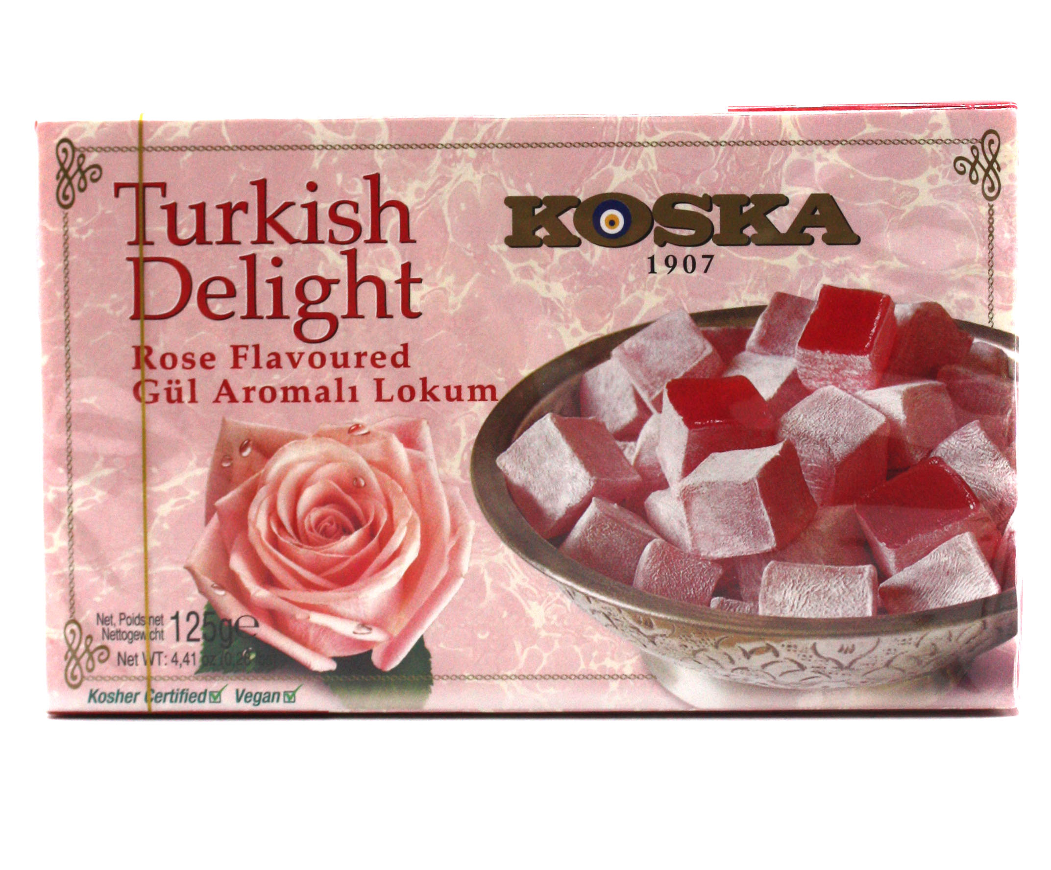 Turkish Delight ROSE Flavoured, KOSKA (Рахат Лукум С АРОМАТОМ РОЗЫ), 125 г.