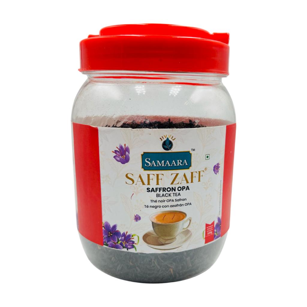 Samaara SAFF ZAFF Saffron OPA Black Tea, Jivraj (Самаара САФФ ЗАФФ ОПА, Черный чай с Шафраном, Живрадж), БАНКА 125 г.