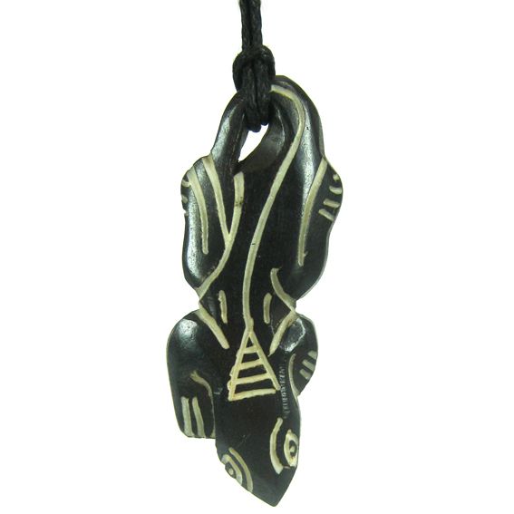 Подвеска из Кости ЯЩЕРИЦА IN0350-20, на шнурке (размер подвески 5*1,8 см.), 1 шт.