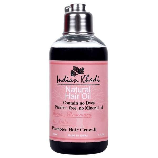 Natural Hair Oil HEENA, ROSEMARY & AMLA, Indian Khadi (Натуральное масло для волос ХНА, РОЗМАРИН И АМЛА, Способствует росту волос, Индиан Кхади), 200 мл.