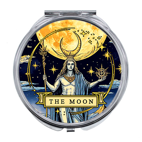 Складное зеркало круглое Tarot - The Moon ЛУНА (размер 7,5*7,2 см.), 1 шт.