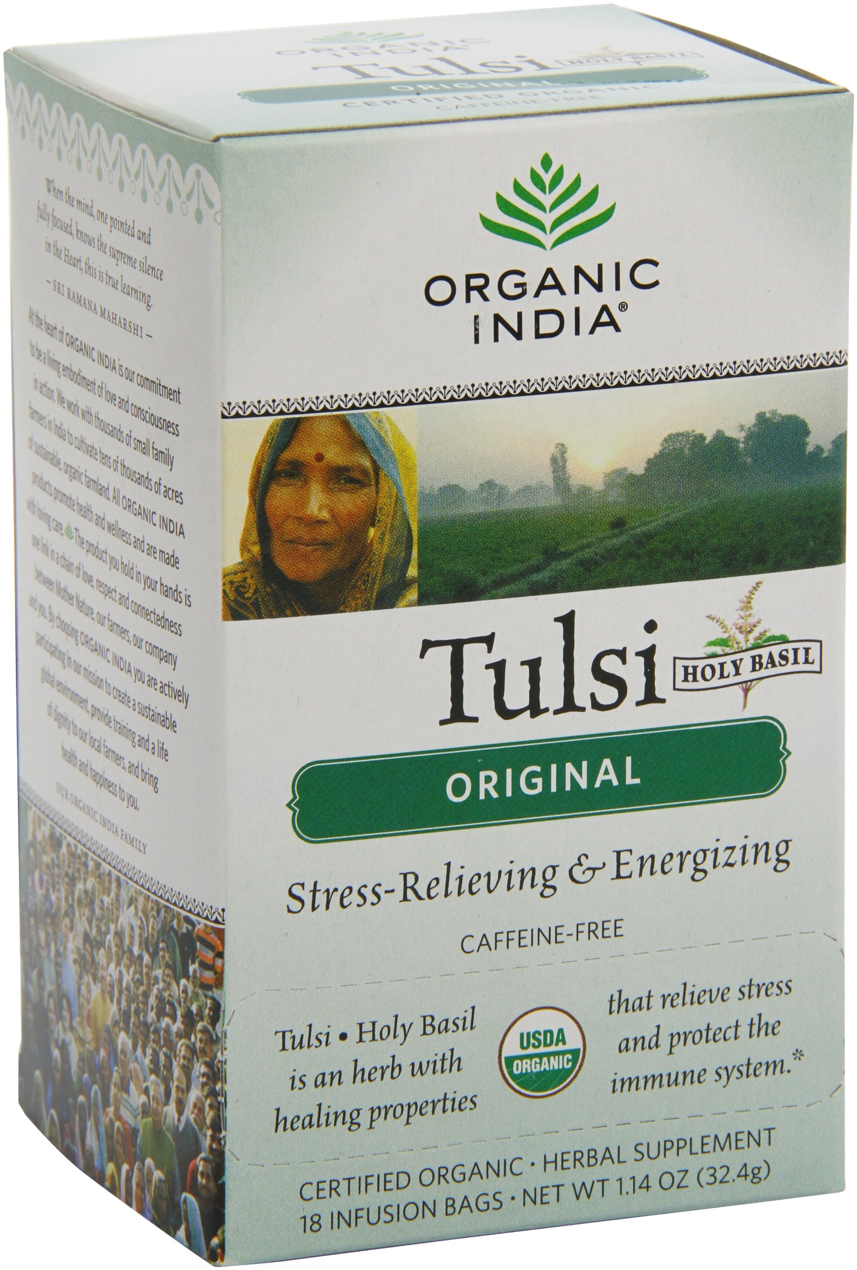 TULSI ORIGINAL Organic India (Базиликовый чай Оригинальный, Органик Индия), 18 пакетиков.