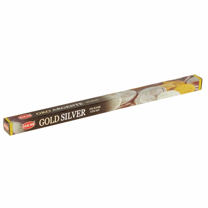 Hem Incense Sticks GOLD SILVER (Благовония, привлекающие деньги ЗОЛОТО И СЕРЕБРО, Хем), уп. 8 палочек.