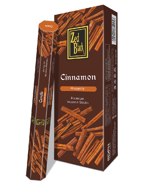 CINNAMON Premium Incense Sticks, Zed Black (КОРИЦА премиум благовония палочки, Зед Блэк), уп. 20 палочек.