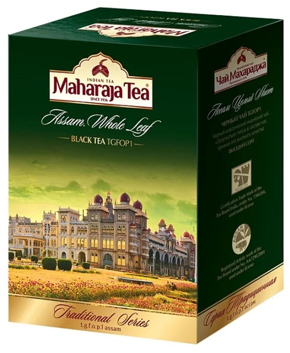 ASSAM WHOLE LEAF Black Tea Premium, Maharaja Tea (АССАМ ЦЕЛЬНЫЙ ЛИСТ черный чай, Махараджа чай), 100 г. -  СРОК ГОДНОСТИ ДО 31 МАРТА 2024 ГОДА