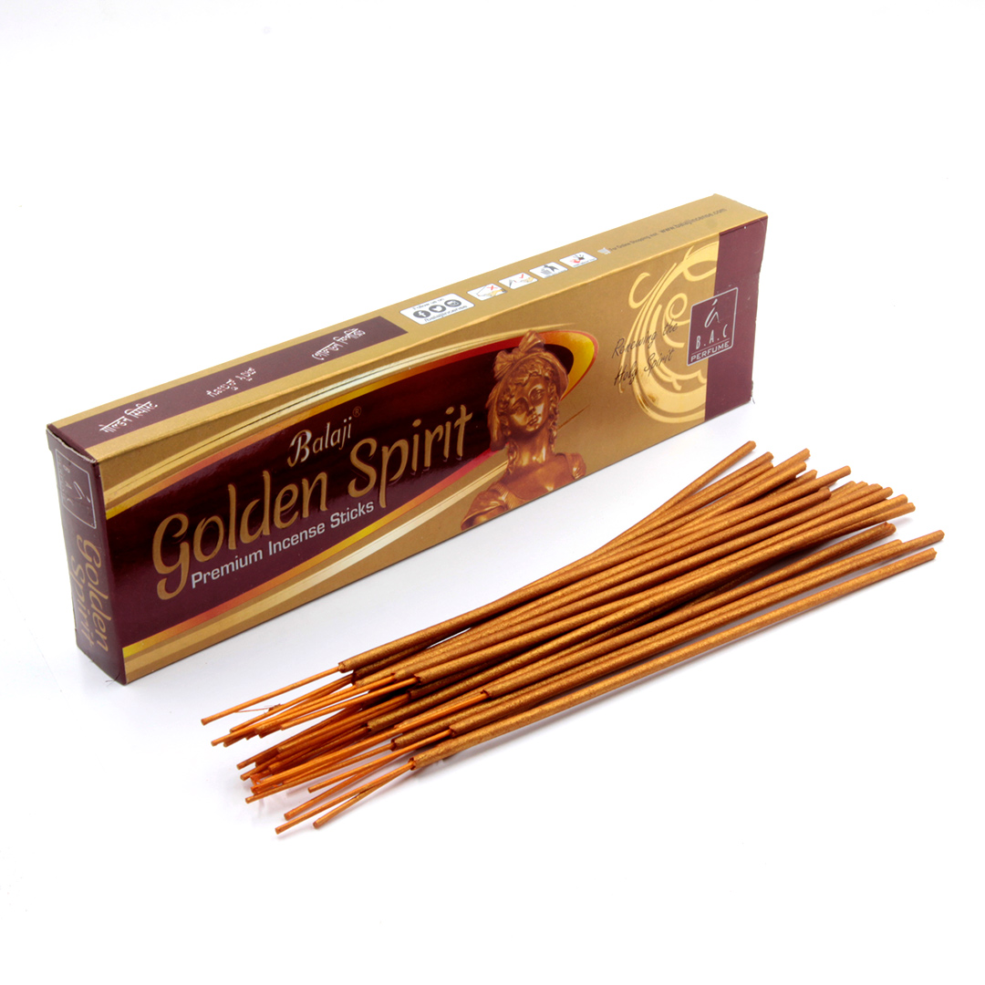 GOLDEN SPIRIT Premium Incense Sticks, Balaji (Золотой Дух - Красный Сандал, Цветы Малики и Рудракши, премиальные благовония палочки, Баладжи), 100 г.