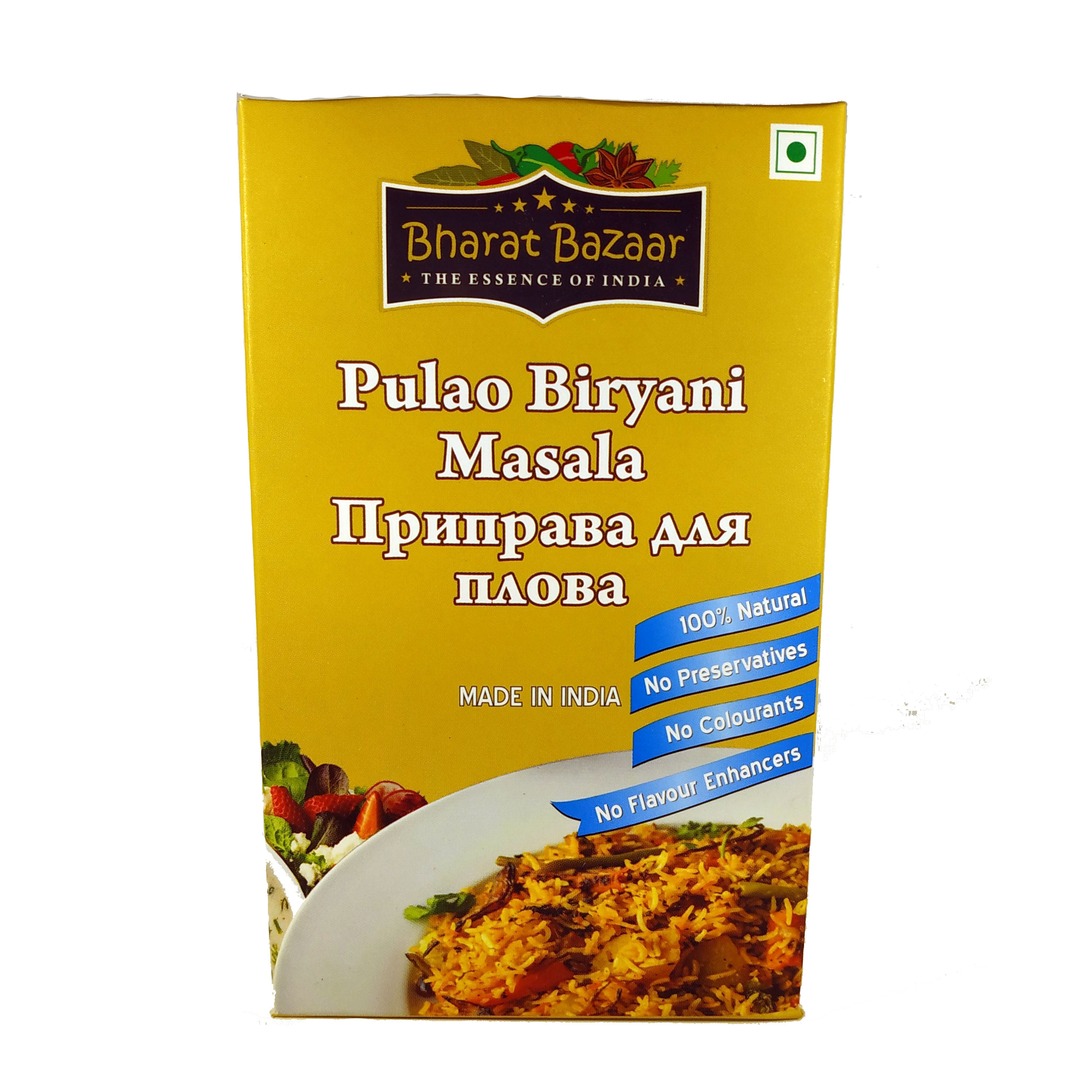 PULAO BIRYANI MASALA Bharat Bazaar (Приправа Для Плова Бирьяни, коробка, Бхарат Базар), 100 г.