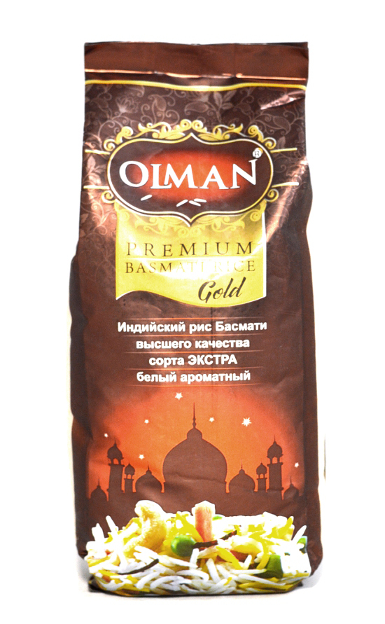 Premium Basmati Rice GOLD, Olman (ГОЛД Индийский рис басмати высшего качества, сорта ЭКСТРА, белый ароматный, Олман), 1 кг.