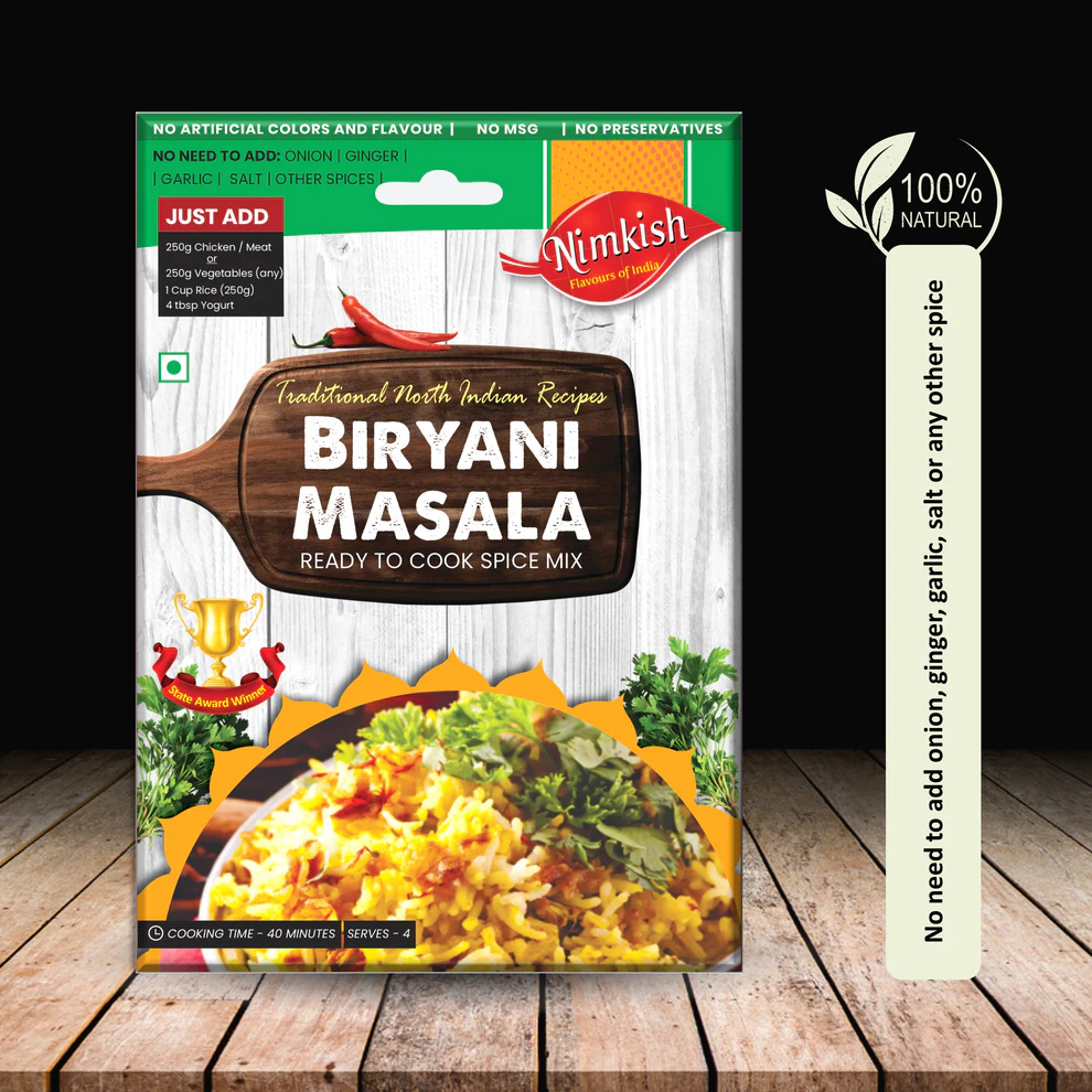 BIRYANI MASALA Ready To Cook Spice Mix, Nimkish (БИРЬЯНИ МАСАЛА смесь специй для быстрого приготовления, Нимкиш), 30 г.