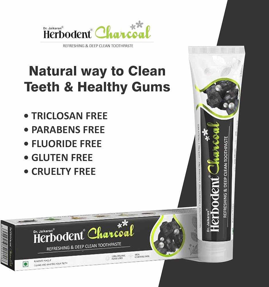Herbodent CHARCOAL Toothpaste, Dr. Jaikaran (Хербодент УГОЛЬНАЯ зубная паста - свежесть и глубокое очищение, Доктор Джейкаран), 100 г.